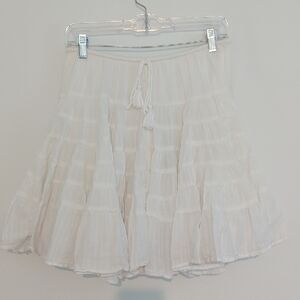 Free People White Tiered Mini Skirt